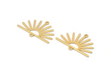 Gold Sun Charm, 4 Gold Plated Brass Sun Charms With 2 Loops (19x30x0.80mm) M02321
