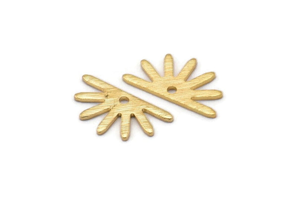Gold Sun Charm, 10 Textured Gold Plated Brass Sun Charms With 1 Hole (8x15x0.80mm) M02409