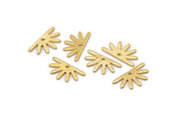 Gold Sun Charm, 10 Textured Gold Plated Brass Sun Charms With 1 Hole (8x15x0.80mm) M02409