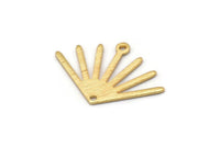 Gold Sun Charm, 4 Textured Gold Plated Brass Sun Charms With 1 Hole And 1 Loop (24x17x0.80mm) M02454