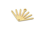 Gold Sun Charm, 4 Textured Gold Plated Brass Sun Charms With 1 Hole And 1 Loop (24x17x0.80mm) M02454