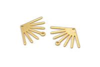 Gold Sun Charm, 4 Textured Gold Plated Brass Sun Charms With 1 Hole And 1 Loop (24x17x0.80mm) M02454