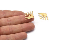 Gold Sun Charm, 4 Textured Gold Plated Brass Sun Charms With 1 Hole And 1 Loop (24x17x0.80mm) M02454