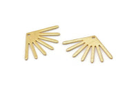 Gold Sun Charm, 4 Textured Gold Plated Brass Sun Charms With 1 Hole (24x16x0.80mm) M02453