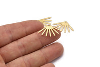 Gold Sun Charm, 4 Textured Gold Plated Brass Sun Charms With 1 Hole (24x16x0.80mm) M02453