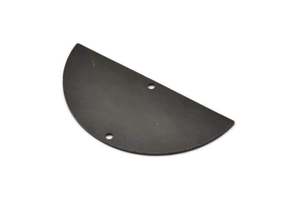 Yarım Daire Charm, 2 Delikli 2 Oksitlenmiş Siyah Pirinç Yarım Ay Boşluğu, Küpeler, Kolye Uçları (50x24x0,80 mm) D923