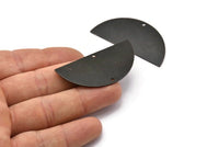 Yarım Daire Charm, 2 Delikli 2 Oksitlenmiş Siyah Pirinç Yarım Ay Boşluğu, Küpeler, Kolye Uçları (50x24x0,80 mm) D923