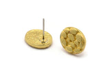 Brass Oval Earring, 4 Raw Brass Oval Shaped Stud Earrings (12x10x2mm) U131