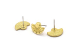 Brass Sun Earring, 4 Raw Brass Sun Shaped Stud Earrings (10x14mm) U129