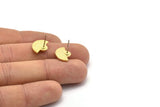 Brass Sun Earring, 4 Raw Brass Sun Shaped Stud Earrings (10x14mm) U129