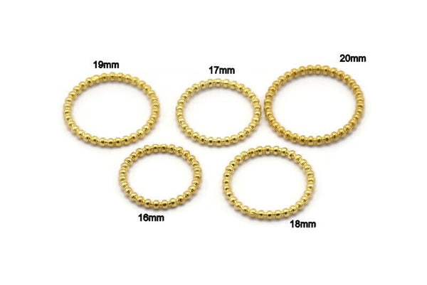 Brass Circle Connector,  Raw Brass Circle Rings 16 - 17 - 18 - 19 - 20mm N0265