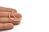 Copper Moon Charm, 6 Raw Copper Crescent Moon Charms With 2 Holes (33x13x0.80mm) M03111