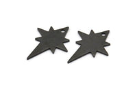 Siyah Kutup Yıldızı Tılsımı, 6 Oksitlenmiş Siyah Pirinç, Siyah Tılsımlar, 1 Delikli Siyah Kutup Yıldızı Tılsımları (27x22x0,80 mm) M02479