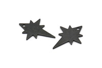 Siyah Kutup Yıldızı Tılsımı, 6 Oksitlenmiş Siyah Pirinç, Siyah Tılsımlar, 1 Delikli Siyah Kutup Yıldızı Tılsımları (27x22x0,80 mm) M02479