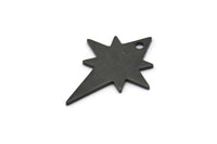 Siyah Kutup Yıldızı Tılsımı, 6 Oksitlenmiş Siyah Pirinç, Siyah Tılsımlar, 1 Delikli Siyah Kutup Yıldızı Tılsımları (27x22x0,80 mm) M02479