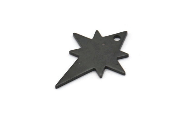 Siyah Kutup Yıldızı Tılsımı, 6 Oksitlenmiş Siyah Pirinç, Siyah Tılsımlar, 1 Delikli Siyah Kutup Yıldızı Tılsımları (27x22x0,80 mm) M02479