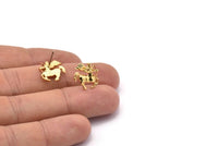 Gold Sagittarius Earring, 4 Gold Plated Brass Sagittarius Sign Stud Earrings, Zodiac Findings, Zodiac Sign Jewelries (13x13mm) SY0294