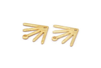 Gold Sun Charm, 8 Textured Gold Plated Brass Sun Charms With 1 Loop And 1 Hole (18x15x0.80mm) M02430