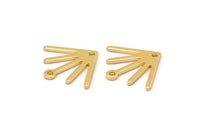 Gold Sun Charm, 8 Gold Plated Brass Sun Charms With 1 Loop And 1 Hole (18x15x0.80mm) M02422