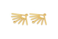 Gold Sun Charm, 6 Gold Plated Brass Sun Charms With 2 Loops (24x19x0.80mm) M02444