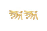 Gold Sun Charm, 6 Gold Plated Brass Sun Charms With 2 Loops (24x19x0.80mm) M02444