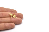 Gold Sun Charm, 6 Gold Plated Brass Sun Charms With 2 Loops (24x19x0.80mm) M02444