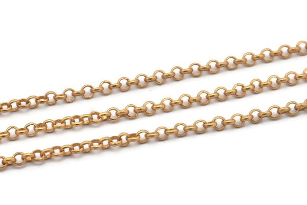 Brass Rolo Chain, Raw Brass Soldered Rolo Belcher Chain (2.5mm) MB 8-18