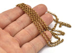 Brass Rolo Chain, Raw Brass Rolo Link Belcher Chain (3mm) MB 8-19 Z135