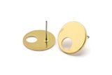 Brass Round Earring, 8 Raw Brass Hoop Stud Earrings (16x1mm) D1076 A1311