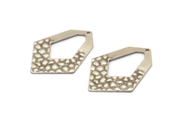 Silver Diamond Charm, 8 Antique Silver Plated Brass Diamond With 1 Hole, Earrings, Findings (33x24x1mm) D1196 H1159