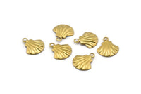 Brass Shell Charm, 250 Raw Brass Clam Charms, Pendant, Findings (10x9mm) Brs 110 A0156