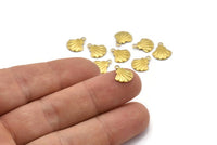 Brass Shell Charm, 250 Raw Brass Clam Charms, Pendant, Findings (10x9mm) Brs 110 A0156