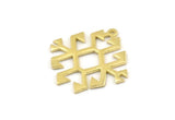 Brass Charm, Raw Brass - Carpet Pattern - Charm Pendant -  Brass Rug Pattern Charms With 1 Loop - Findings (30x29x1.2mm) N1493