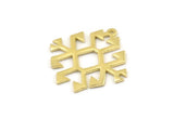 Brass Charm, 4 Raw Brass - Carpet Pattern - Charm Pendant -  Brass Rug Pattern Charms With 1 Loop - Findings (30x29x1.2mm) N1493
