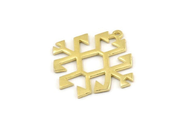 Brass Charm, 4 Raw Brass - Carpet Pattern - Charm Pendant -  Brass Rug Pattern Charms With 1 Loop - Findings (30x29x1.2mm) N1493