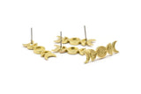 Brass Moon Earring, 10 Raw Brass Crescent Moon Phases Stud Earrings (29x8x2mm) N1926