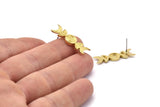 Brass Moon Earring, 10 Raw Brass Crescent Moon Phases Stud Earrings (29x8x2mm) N1926