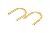 Gold U Shape Charm, 4 Gold Plated Brass U Shaped Charms With 3 Holes (30x25x0.80mm) M02103
