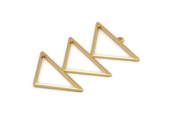 Gold Triangle Charm, 2 Gold Plated Brass Triangle Charms With 1 Loop (47x30x1mm) M01791