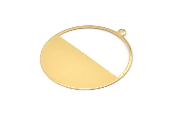 Gold Circle Charm, 2 Gold Plated Brass Circle Charms With 1 Loop, Pendants, Earrings, Findings (41x38x0.6mm) M02055