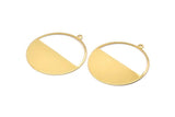 Gold Circle Charm, 2 Gold Plated Brass Circle Charms With 1 Loop, Pendants, Earrings, Findings (41x38x0.6mm) M02055