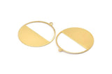 Gold Circle Charm, 2 Gold Plated Brass Circle Charms With 1 Loop, Pendants, Earrings, Findings (41x38x0.6mm) M02055