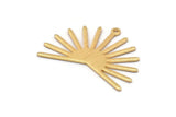Gold Sun Charm, 4 Textured Gold Plated Brass Sun Charms With 1 Loop (22x30x0.80mm) M02269