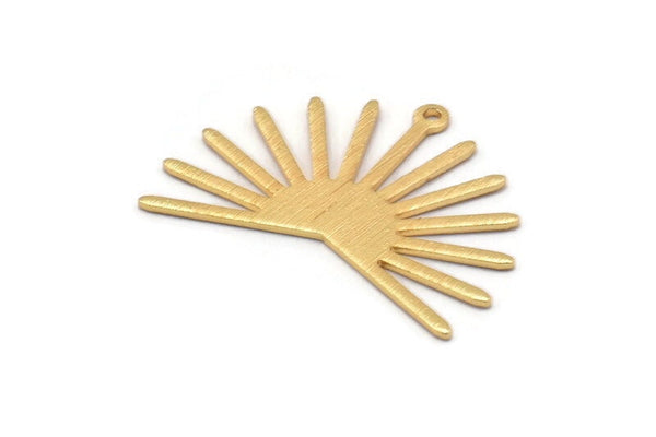 Gold Sun Charm, 4 Textured Gold Plated Brass Sun Charms With 1 Loop (22x30x0.80mm) M02269