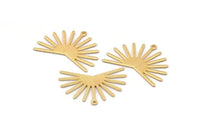 Gold Sun Charm, 4 Textured Gold Plated Brass Sun Charms With 1 Loop (22x30x0.80mm) M02269