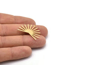 Gold Sun Charm, 4 Textured Gold Plated Brass Sun Charms With 1 Loop (22x30x0.80mm) M02269