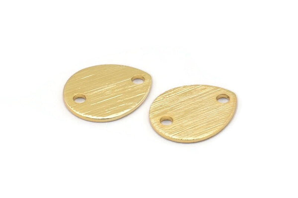 Gold Drop Charm, 6 Textured Gold Plated Brass Drop Charms With 2 Holes, Stamping Blanks (12x0.70mm) M01853