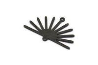 Black Sun Charm, 4 Textured Oxidized Black Brass Sun Charms With 2 Loops (19x30x0.80mm) M02325