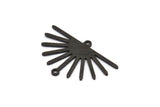 Black Sun Charm, 4 Textured Oxidized Black Brass Sun Charms With 2 Loops (19x30x0.80mm) M02325