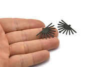 Black Sun Charm, 4 Textured Oxidized Black Brass Sun Charms With 2 Loops (19x30x0.80mm) M02325